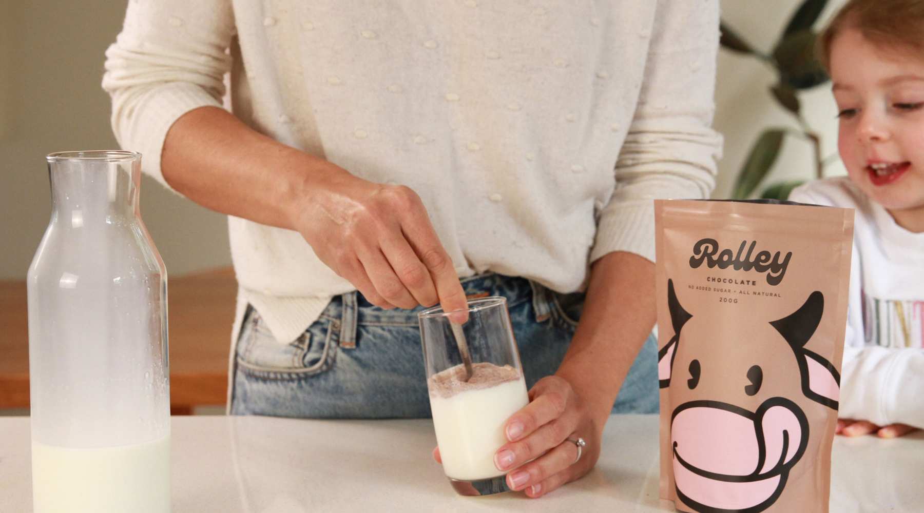 Chocolate Flavoured Milk  stirred into a glass of milk